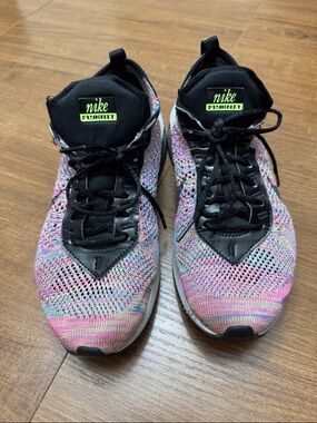 Nike Flyknit Multicolor Running Shoes - Pink, Blue, Black